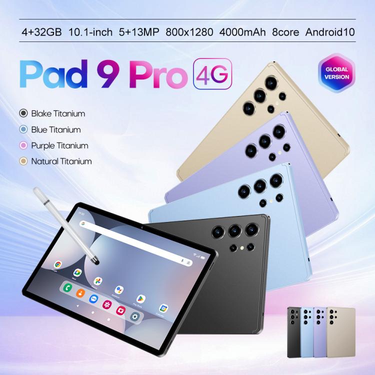 ชุดแท็บเล็ต Pad 9 Pro ขนาด 10.1 นิ้ว 4G LTE, 4GB+32GB, Android 10 MT6755 Octa Core พร้อมคีย์บอร์ด / เมาส์ / เคสหนัง ปลั๊ก UK ปลั๊ก UK