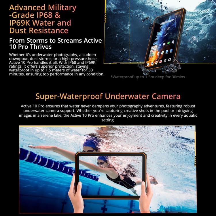 แท็บเล็ตกันกระแทก Blackview Active 10 Pro 5G, 12GB+512GB, 10.95 นิ้ว Android 14 Dimensity 7300 Octa Core, เวอร์ชันทั่วโลกพร้อม Google Play, 12GB+512GB