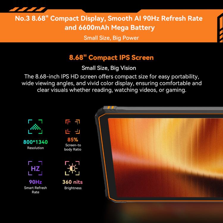 แท็บเล็ตกันกระแทก Blackview Active 5 4G, 8GB+128GB, หน้าจอ 8.68 นิ้ว Android 14 Unisoc UMS9230E T615 Octa Core, เวอร์ชันทั่วโลกพร้อม Google Play, Active 5
