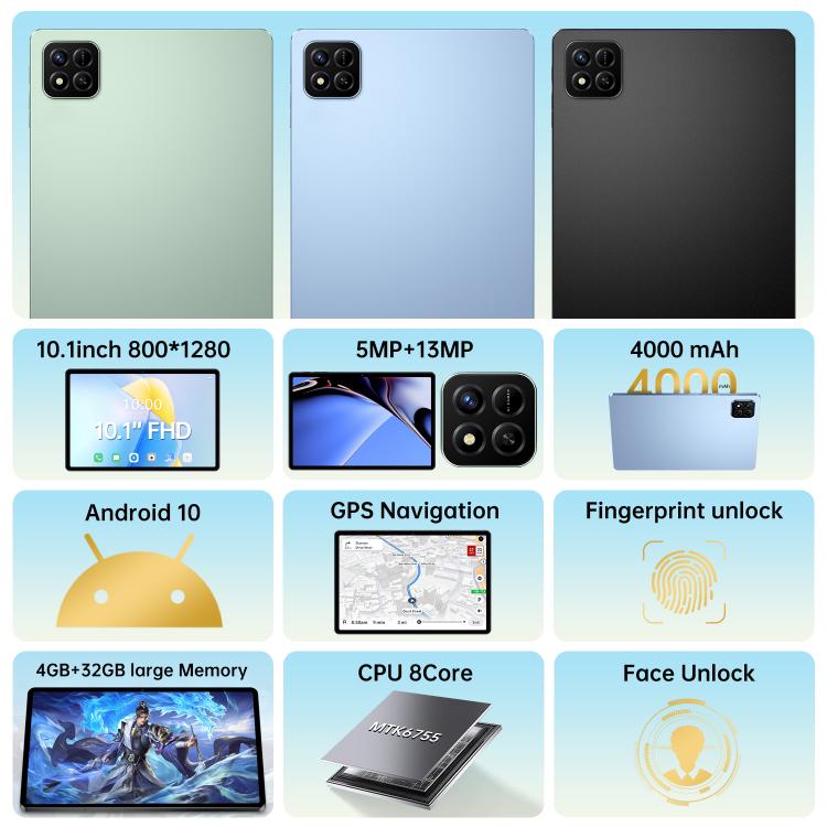 แท็บเล็ตพีซี Pad 7 Pro 10.1 นิ้ว 4G LTE, 4GB+32GB, Android 10 MTK6755 Octa Core, ปลั๊ก UK, ปลั๊ก UK