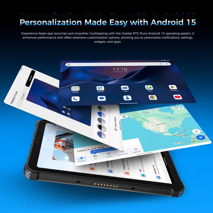 แท็บเล็ตกันกระแทก OUKITEL RT3 Plus 4G Network IP68/IP69K, 4GB+128GB, หน้าจอ 8.0 นิ้ว Android 15 MediaTek G81 Octa-Core รองรับซิมคู่, ปลั๊ก EU, RT3 Plus 4GB+128GB