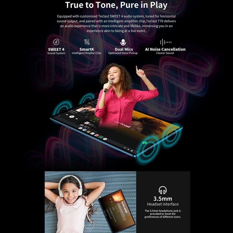 Teclast T70 แท็บเล็ต 4G LTE, 8GB+256GB, 14 นิ้ว Android 14 MediaTek Helio G99 Octa Core, รองรับซิมคู่, T70