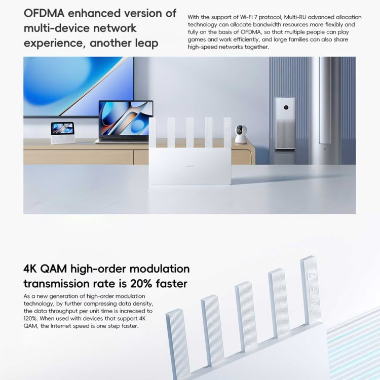 เราเตอร์ Xiaomi BE5000 WiFi 7 MLO 2.4GHz 5.0GHz สองย่านความถี่ พอร์ต 2.5G RAM 512MB รีพีตเตอร์ ปลั๊กสหรัฐอเมริกา BE5000