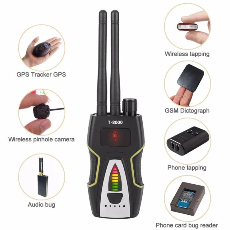 T-8000 เครื่องตรวจจับสัญญาณ RF เครื่องค้นหาเสียง GSM เครื่องสแกน GPS, T-8000 สีเงิน