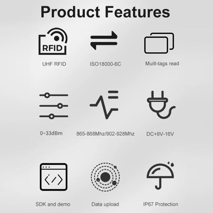 เครื่องอ่านบูรณาการ RFID UHF ระยะไกล 9dBi พร้อมชิป E710, สไตล์: โมดูลทำความร้อนอุณหภูมิคงที่ในตัว, โมดูลทำความร้อนอุณหภูมิคงที่ในตัว