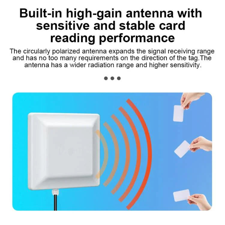 เครื่องอ่าน/เขียน RFID แท็กอิเล็กทรอนิกส์ UHF พร้อมเสาอากาศ 7dbi แบบบูรณาการ, รูปแบบ: พอร์ต RS232, พอร์ต RS232