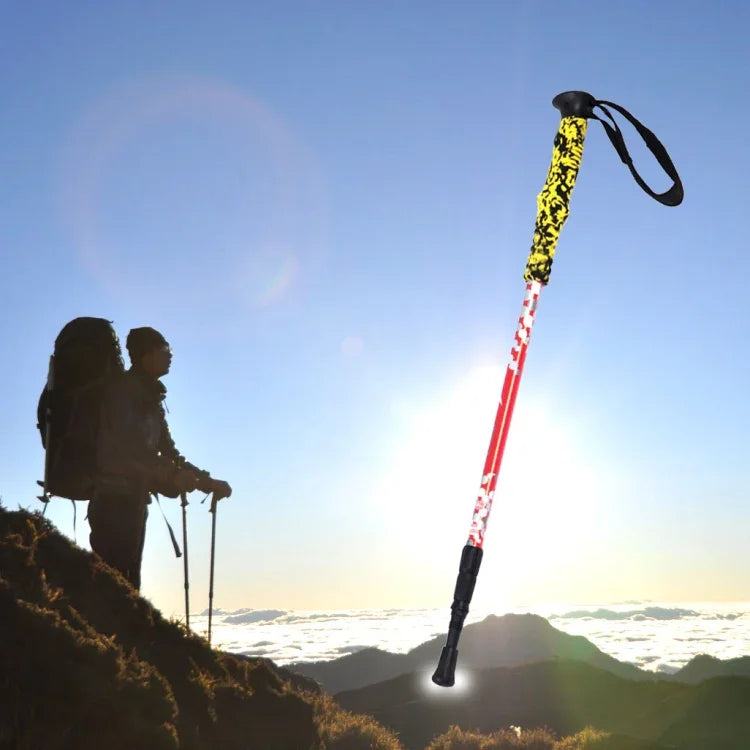 135cm Adjustable Portable Height Outdoor Aluminum Trekking Poles, Red#135cm, Green#135cm