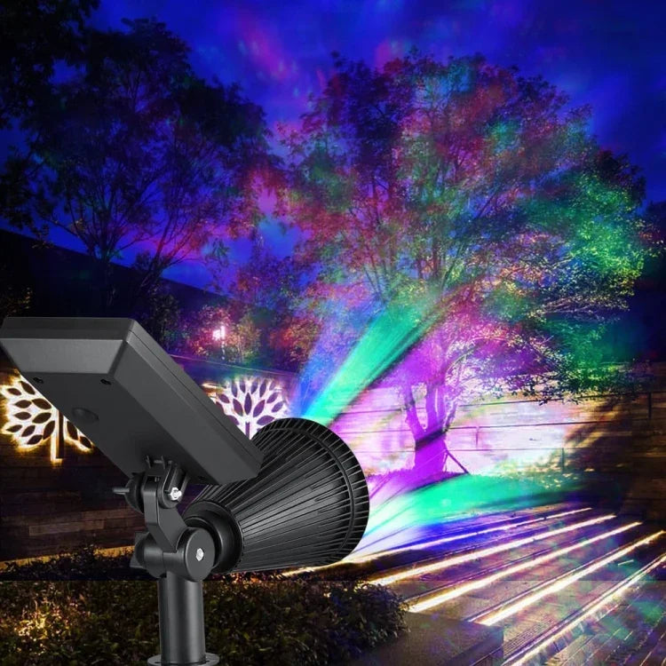 ไฟพลังงานแสงอาทิตย์ 2-in-1 กันน้ำ 4 หลอด LED ไฟสปอตไลท์ปรับได้ ไฟติดผนัง ไฟตกแต่งภูมิทัศน์ ไฟรักษาความปลอดภัย