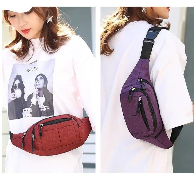 กระเป๋าคาดอกกันน้ำ สีพื้น หลายช่องใช้งานได้หลากหลาย กระเป๋าคาดเอวกีฬา