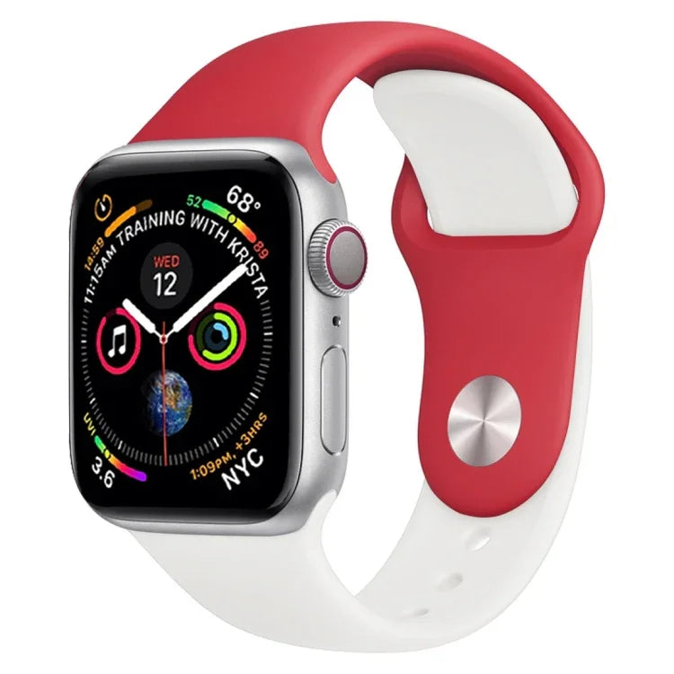 สายรัดนาฬิกาซิลิโคนสองสีสำหรับ Apple Watch Series 3 & 2 & 1 ขนาด 42 มม. (ฟ้าอ่อน+ชมพูอ่อน)