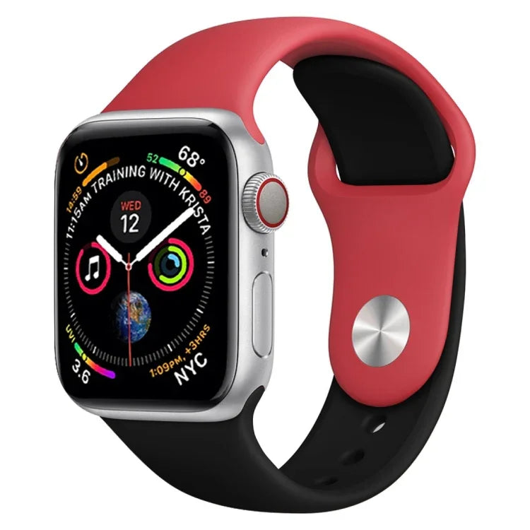 สายรัดนาฬิกาซิลิโคนสองสีสำหรับ Apple Watch Series 3 & 2 & 1 ขนาด 42 มม. (ฟ้าอ่อน+ชมพูอ่อน)