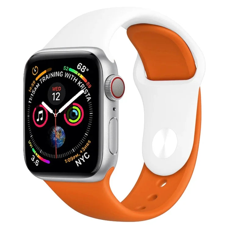 สายรัดนาฬิกาซิลิโคนสองสีสำหรับ Apple Watch Series 3 & 2 & 1 ขนาด 42 มม. (ฟ้าอ่อน+ชมพูอ่อน)