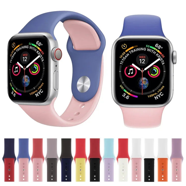 สายรัดนาฬิกาซิลิโคนสองสีสำหรับ Apple Watch Series 3 & 2 & 1 ขนาด 42 มม. (ฟ้าอ่อน+ชมพูอ่อน)