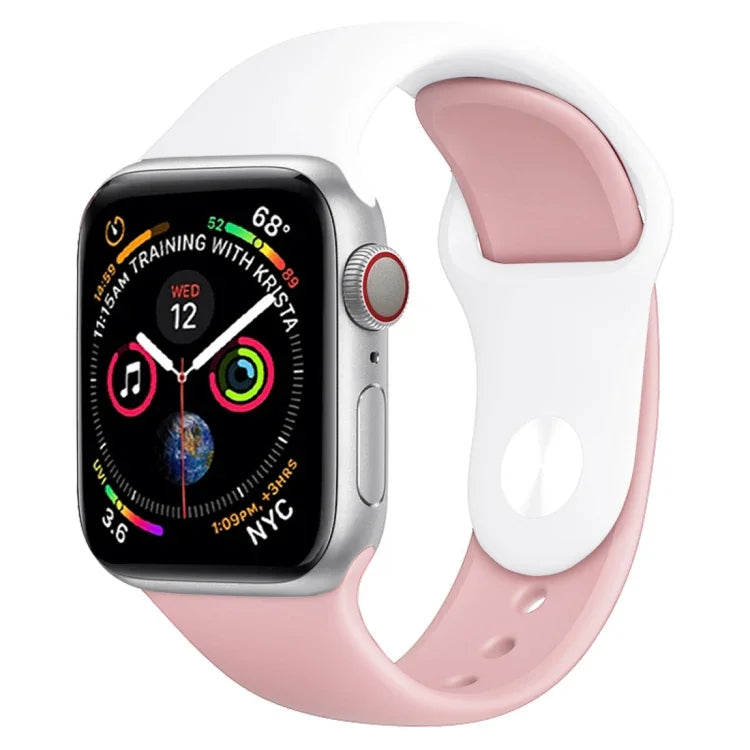 สายรัดนาฬิกาซิลิโคนสองสี สำหรับ Apple Watch Series 3 & 2 & 1 38 มม. (ขาว+แดง)