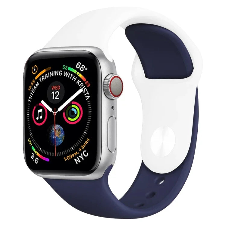 สายรัดนาฬิกาซิลิโคนสองสี สำหรับ Apple Watch Series 3 & 2 & 1 38 มม. (ขาว+แดง)