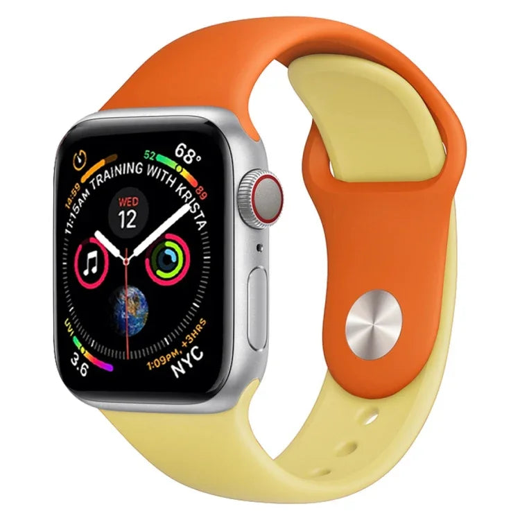 สายรัดนาฬิกาซิลิโคนสองสี สำหรับ Apple Watch Series 3 & 2 & 1 38 มม. (ขาว+แดง)