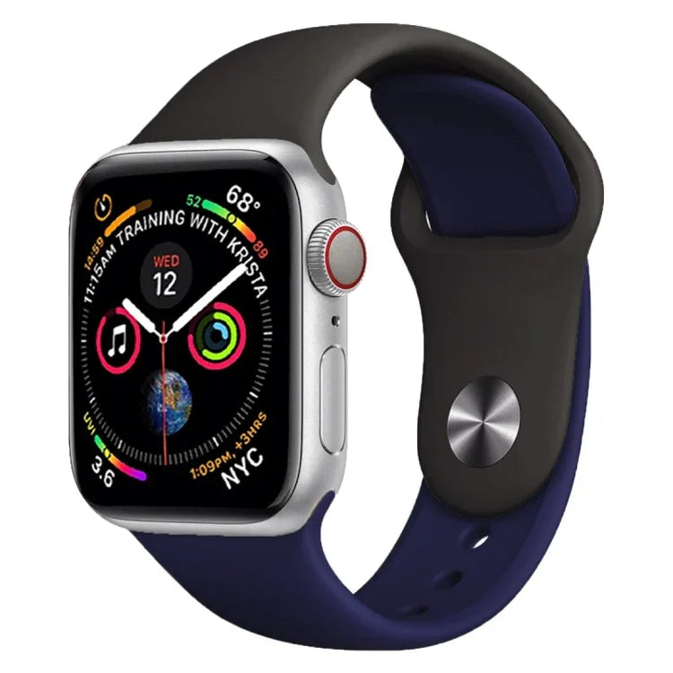 สายรัดนาฬิกาซิลิโคนสองสี สำหรับ Apple Watch Series 3 & 2 & 1 38 มม. (ขาว+แดง)