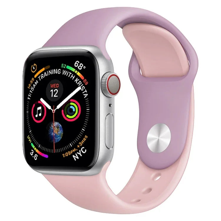 สายรัดนาฬิกาซิลิโคนสองสี สำหรับ Apple Watch Series 3 & 2 & 1 38 มม. (ขาว+แดง)