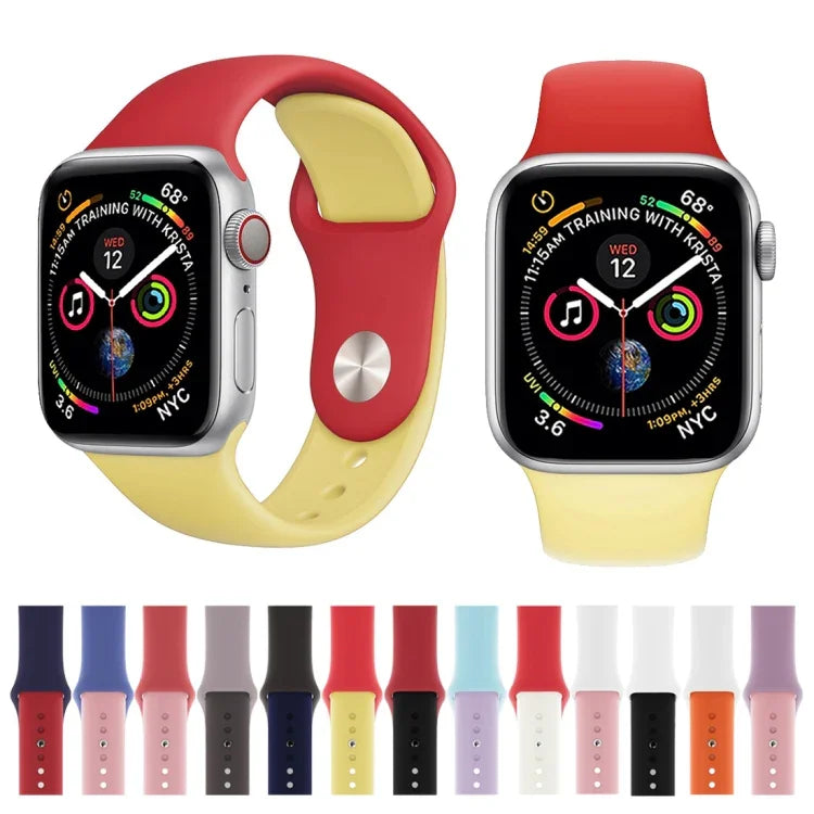 สายรัดนาฬิกาซิลิโคนสองสี สำหรับ Apple Watch Series 3 & 2 & 1 38 มม. (ขาว+แดง)