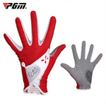 ถุงมือกอล์ฟ PGM หนัง PU กันลื่นสำหรับผู้หญิง 1 คู่ (สี: เหลือง ขนาด: 21), 18, 19, 21, 17, 20