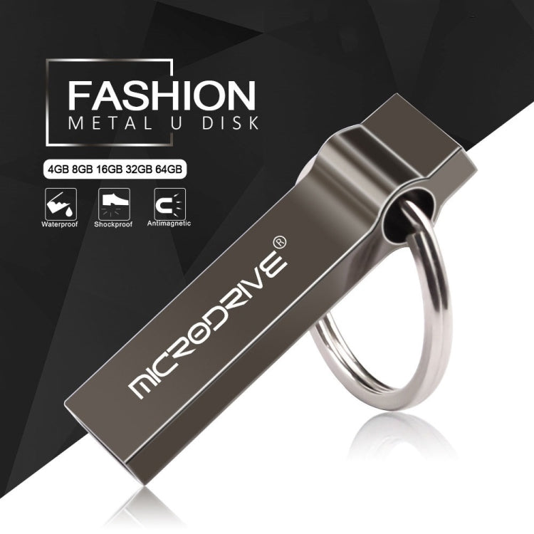 MicroDrive แฟลชไดรฟ์ USB 2.0 โลหะ 4GB พร้อมพวงกุญแจ, 4GB