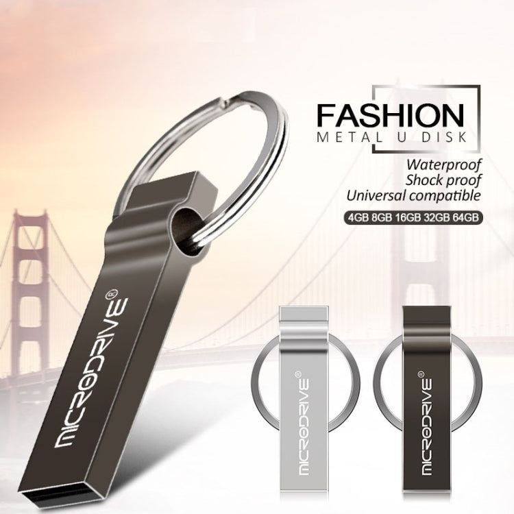 MicroDrive แฟลชไดรฟ์ USB 2.0 โลหะ 4GB พร้อมพวงกุญแจ, 4GB