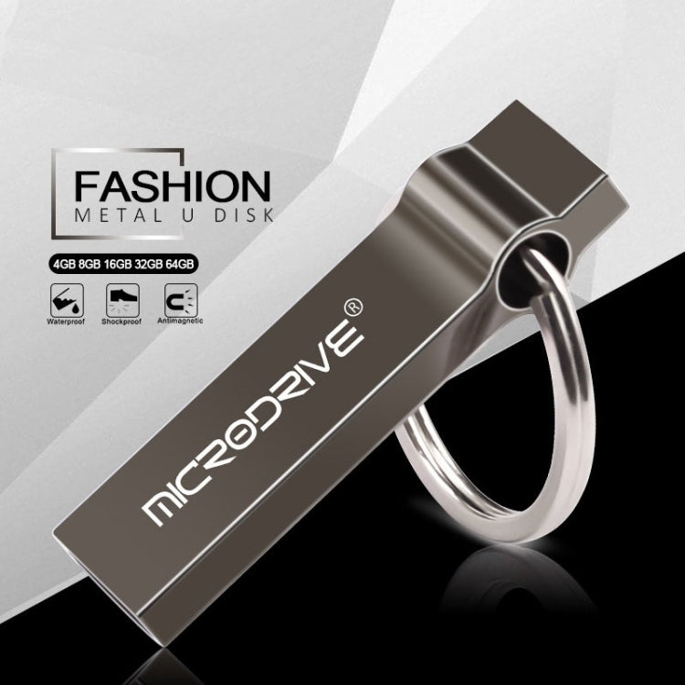 MicroDrive แฟลชไดรฟ์ USB 2.0 โลหะ 4GB พร้อมพวงกุญแจ, 4GB