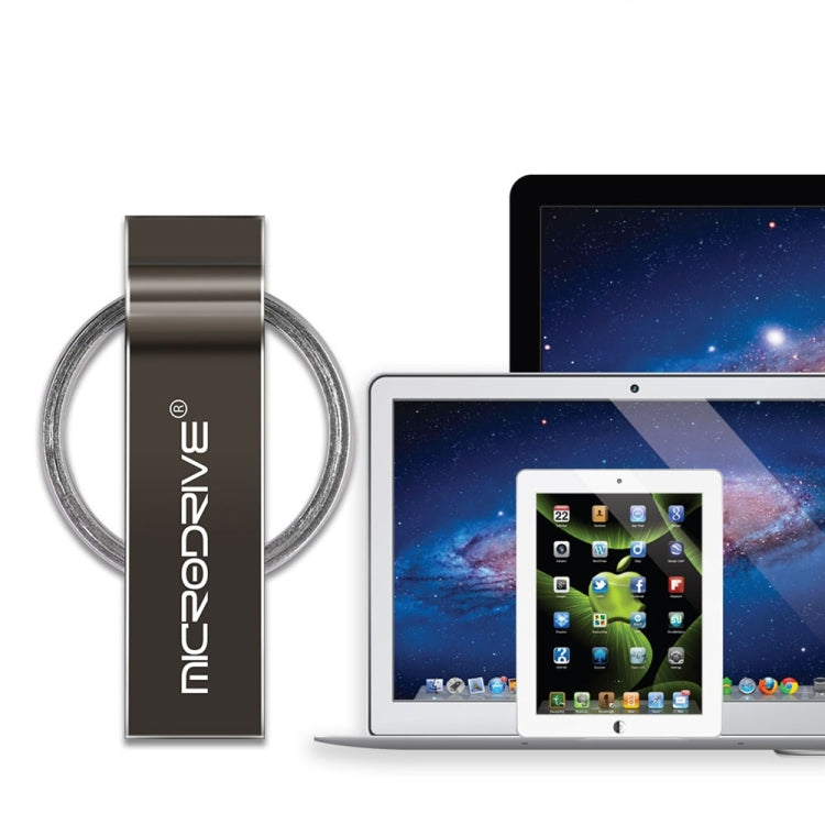 MicroDrive แฟลชไดรฟ์ USB 2.0 โลหะ 4GB พร้อมพวงกุญแจ, 4GB