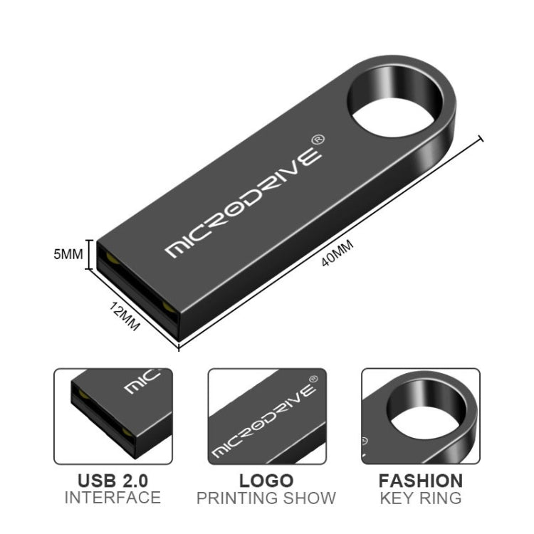 MicroDrive แฟลชไดรฟ์ USB 2.0 โลหะกันน้ำความเร็วสูง 16GB (สีเทา), 16GB