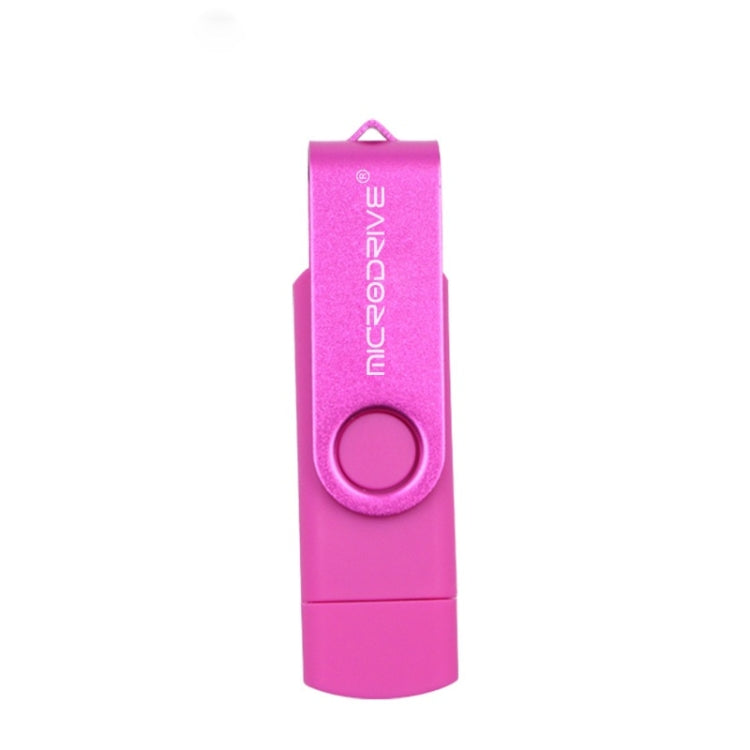 MicroDrive 32GB USB 2.0 คอมพิวเตอร์มือถือใช้งานคู่ หมุนได้ OTG แฟลชไดรฟ์โลหะ, 32GB