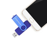 MicroDrive 32GB USB 2.0 คอมพิวเตอร์มือถือใช้งานคู่ หมุนได้ OTG แฟลชไดรฟ์โลหะ, 32GB