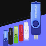 MicroDrive 32GB USB 2.0 คอมพิวเตอร์มือถือใช้งานคู่ หมุนได้ OTG แฟลชไดรฟ์โลหะ, 32GB