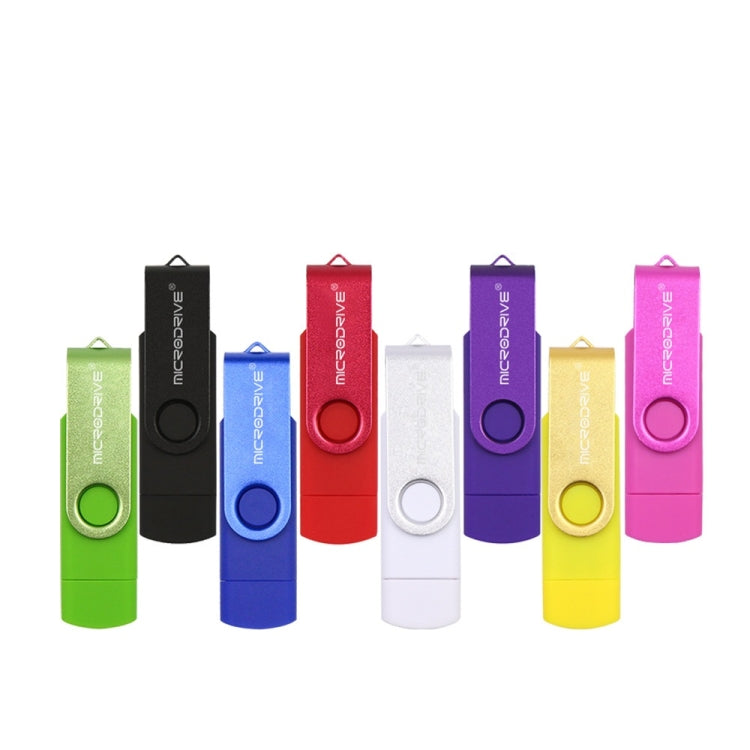 MicroDrive 32GB USB 2.0 คอมพิวเตอร์มือถือใช้งานคู่ หมุนได้ OTG แฟลชไดรฟ์โลหะ, 32GB