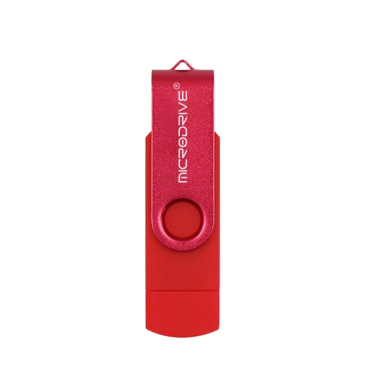 MicroDrive 32GB USB 2.0 คอมพิวเตอร์มือถือใช้งานคู่ หมุนได้ OTG แฟลชไดรฟ์โลหะ, 32GB