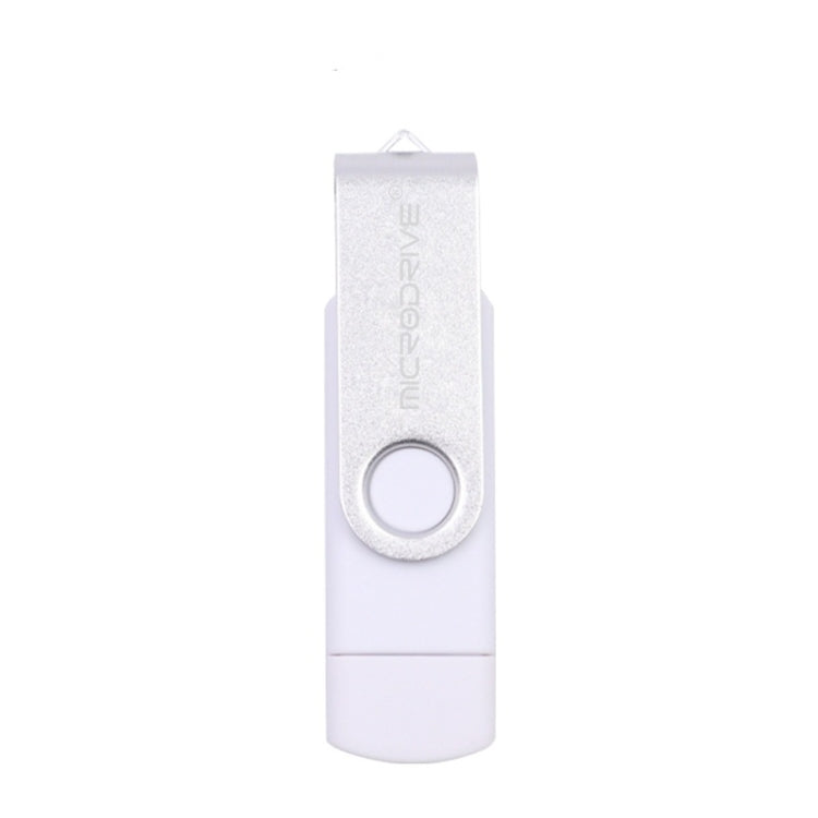 MicroDrive 32GB USB 2.0 คอมพิวเตอร์มือถือใช้งานคู่ หมุนได้ OTG แฟลชไดรฟ์โลหะ, 32GB