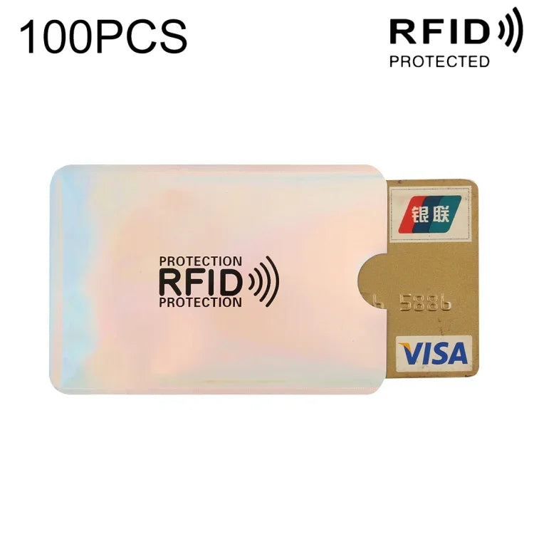 ซองใส่บัตรเครดิต บัตรประจำตัว บัตรธนาคาร ป้องกัน RFID ฟอยล์อลูมิเนียม 100 ชิ้น ขนาด: 9 x 6.3 ซม.