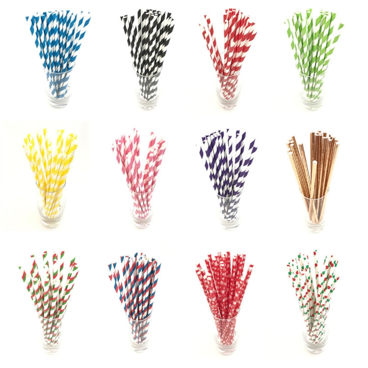 หลอดกระดาษลายสีรักษ์สิ่งแวดล้อมย่อยสลายได้ 2 แพ็ค / 50 ชิ้น หลอดกระดาษคราฟท์ใช้ครั้งเดียว, หลอดกระดาษคราฟท์ (แดงน้ำเงิน)