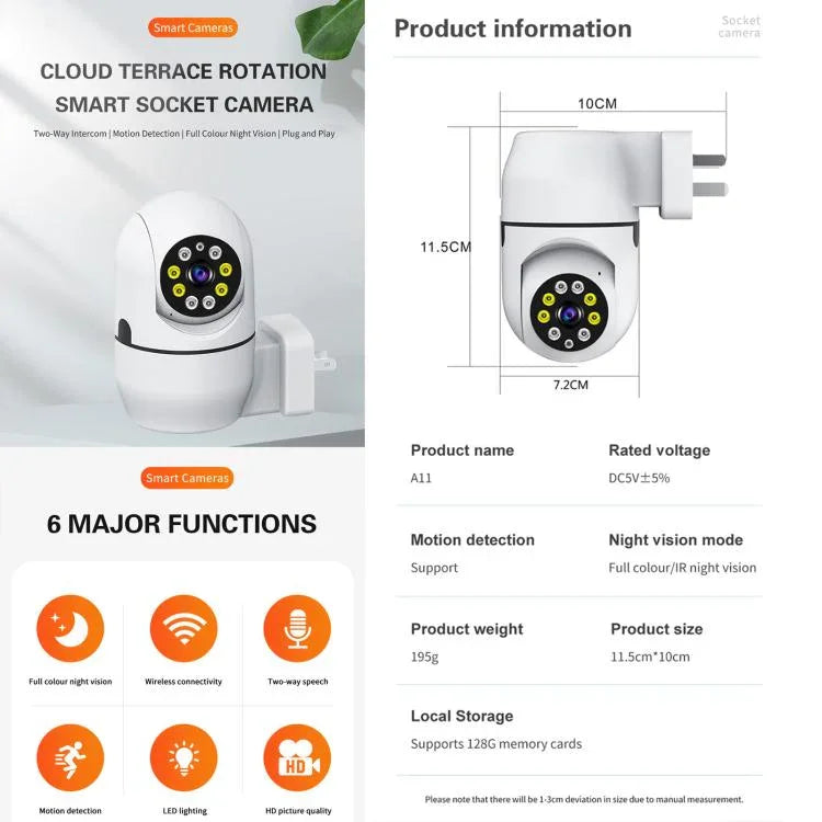 A11 WiFi Smart Home PTZ Webcam IP Camera Night Vision Monitor - Trustpick