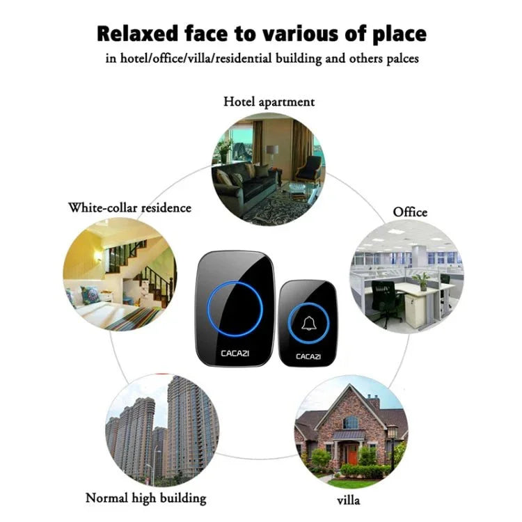 CACAZI A10DC 1 To 2 Battery Type Home Smart Waterproof Electronic Wireless Doorbell - Trustpick