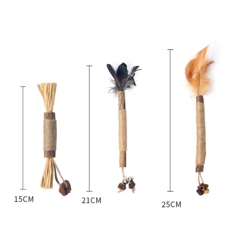 Cat Teething Stick Toy Teeth Cleaning Catnip Teasing Stick - Trustpick