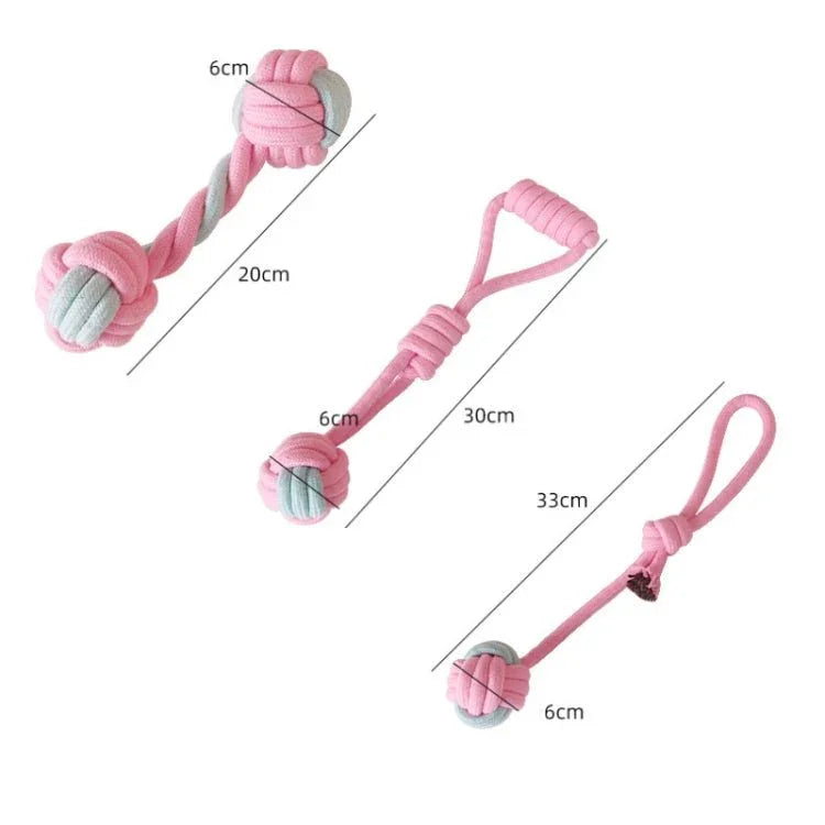 Cotton Rope Dog Molar Teeth Cleaning Toy Candy Color Woven Cotton Rope - Trustpick