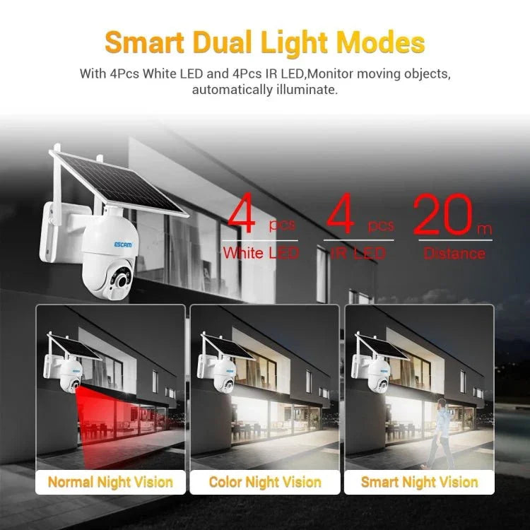 ESCAM QF450 HD 1080P 4G AU Version Solar Powered IP Camera without Memory, Support Two - way Audio & PIR Motion Detection & Night Vision & TF Card - Trustpick