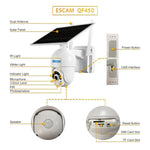 ESCAM QF450 HD 1080P 4G EU Version Solar Powered IP Camera with 128G Memory, Support Two - way Audio & PIR Motion Detection & Night Vision & TF Card - Trustpick