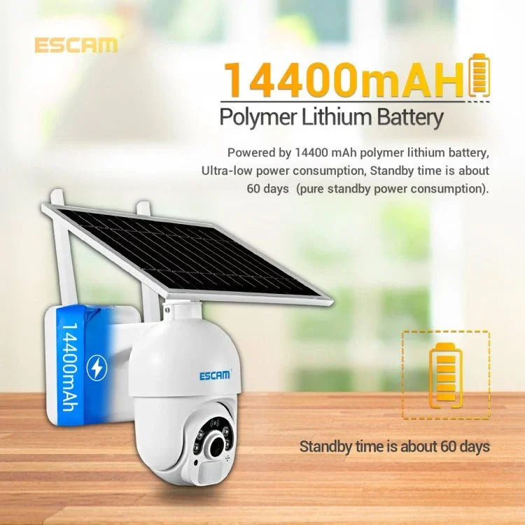 ESCAM QF450 HD 1080P 4G US Version Solar Powered IP Camera without Memory, Support Two - way Audio & PIR Motion Detection & Night Vision & TF Card - Trustpick