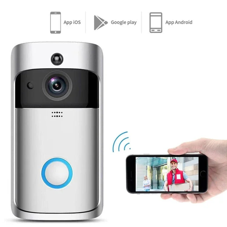 M4 720P Smart WIFI Ultra Low Power Video PIR Visual Doorbell with 3 Battery Slots,Support Mobile Phone Remote Monitoring & Night Vision & 166 Degree Wide - angle Camera Lens - Trustpick