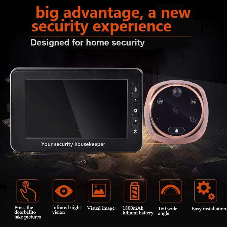 M4300A 4.3 inch Display Screen 3.0MP Camera Video Smart Doorbell, Support TF Card (32GB Max) & Motion Detection & Infrared Night Vision - Trustpick