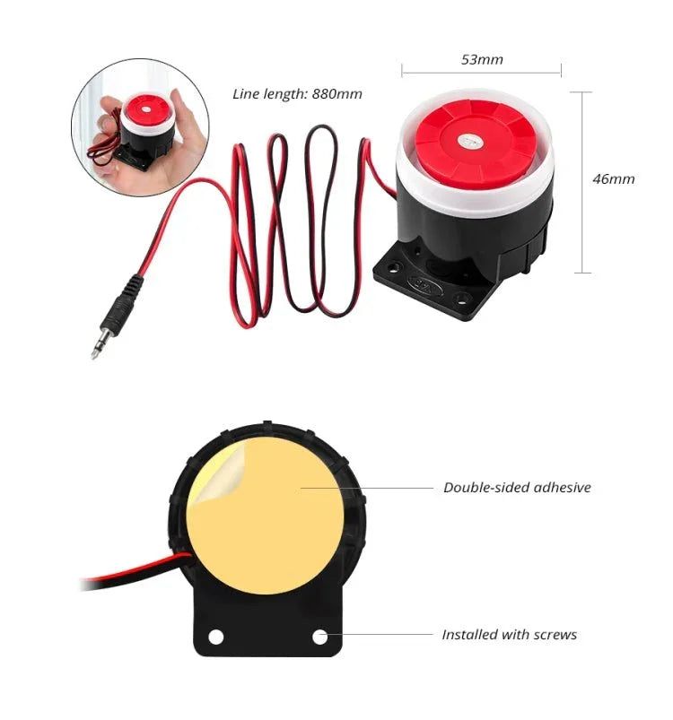 Mini Wired Alarm PSTN / GSM Wireless Home Alarm Security System 120 Decibel Horn Alarm Accessories - Trustpick