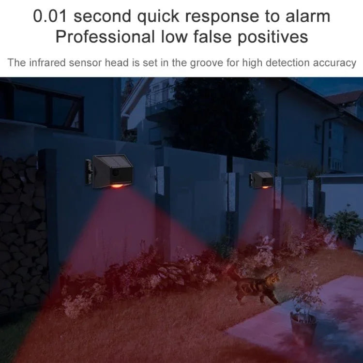 N911F 129dB Wireless Remote Control Solar Human Body Induction Sound Light Alarm - Trustpick