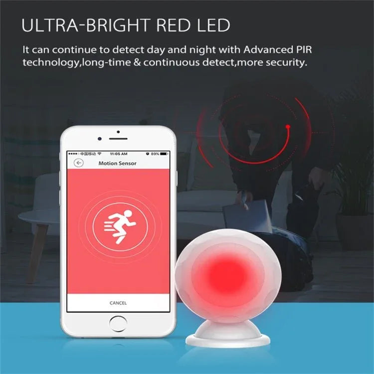 NEO NAS - PD02W Wireless WiFi PIR Detector Motion Sensor, with Magnet Bracket & Support Android / IOS systems & Ultra - bright Red LED - Trustpick