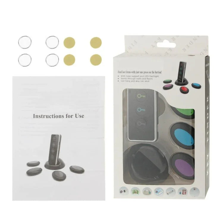 Smart Remote Wireless Key Finder with LED Flashlight, 1 RF Transmitter and 4 Receivers - Trustpick